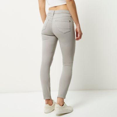Grey biker-style Amelie superskinny jeans